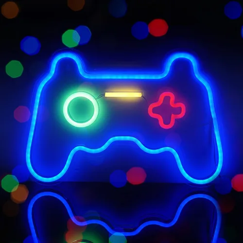 Letrero de neón con luz de consola de videojuegos, decoración de pared para dormitorio, decoración de habitación de adolescentes y niños, letrero de