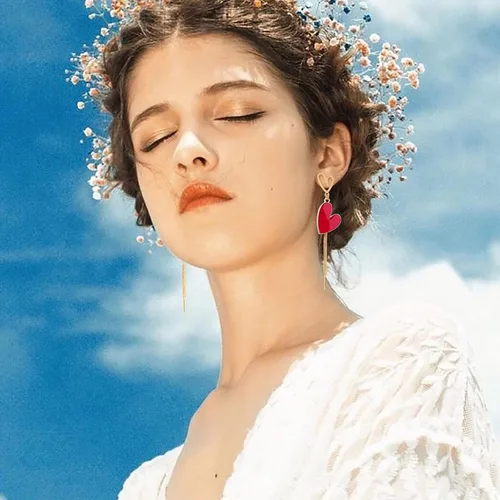 Miniatura 6 de Aretes asimétricos de corazón para niñas, aretes colgantes de corazón para mujer, día de San Valentín, día de la madre, cumpleaños, regalo de Navidad