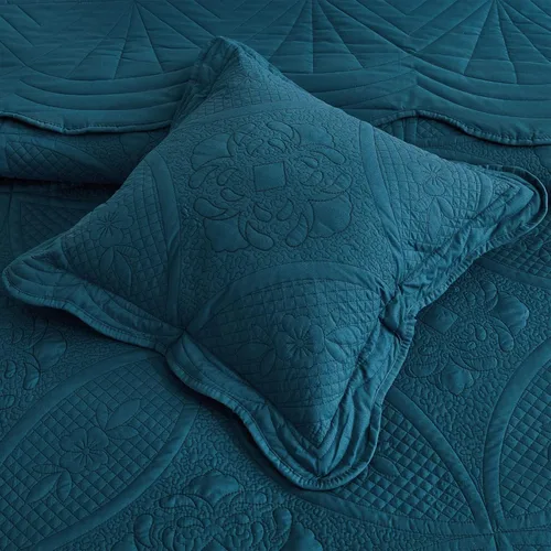 Miniatura 7 de DaisyHuang - Juego de cama de tamaño completo - Juego de edredón moderno y contemporáneo, costura real, reversible, ligero, 5 piezas, azul