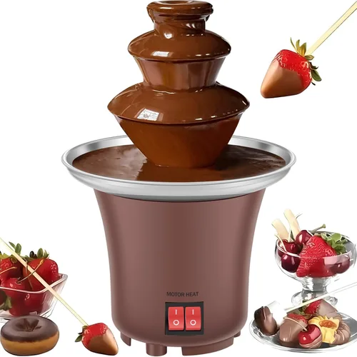 Máquina eléctrica de fuente de fondue de chocolate, máquina de fuente de queso de 3 capas con capacidad para salsa de chocolate de 10 onzas, fuente