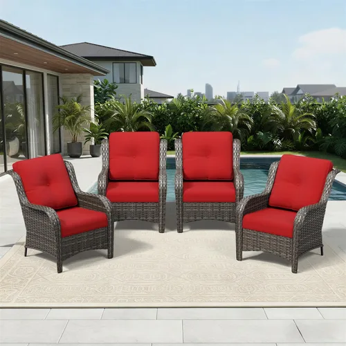 Miniatura 174 de Joyside Juego de sillas de mimbre para patio, juego de 3 piezas de mimbre para exteriores con 2 sillas reposabrazos y 1 mesa auxiliar para terraza