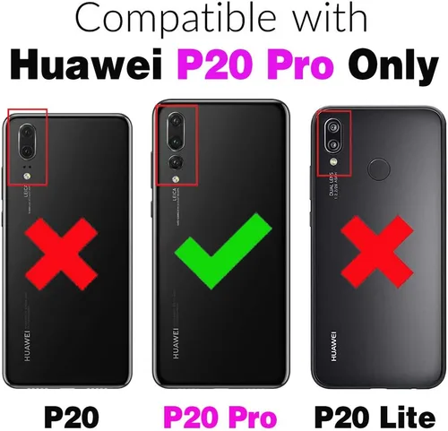 Miniatura 2 de Asuwish Funda para Huawei P20 Pro con protector de pantalla de vidrio templado y accesorios para celda, delgada y suave goma de silicona TPU