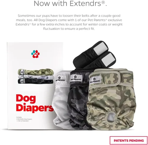 Miniatura 2 de Pet Parents® Pañales lavables para perros (paquete de 3) + Extendrs® de pañales duraderos para perros, pañales premium para perros hembras y machos