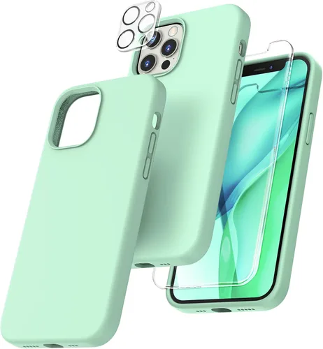 Miniatura 29 de TOCOL Funda delgada de silicona para iPhone 13 de 6.1 pulgadas, ajuste preciso, antideslizante, protección contra caídas, verde alpino