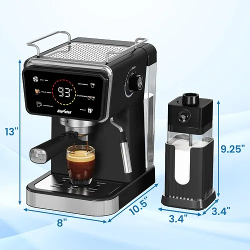 Miniatura 6 de Máquina de café expreso y americano con infusión fría, cafetera helada con infusión doble molida/cápsula, pantalla táctil, espumador de leche