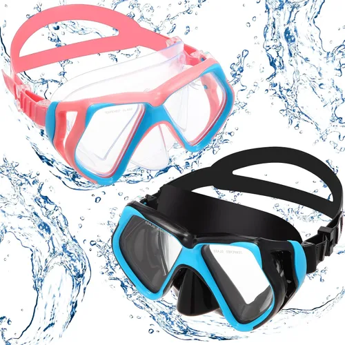 Miniatura 7 de Weewooday 2 gafas de natación para adultos con cubierta para la nariz, antiempañamiento, máscara de buceo, visión amplia, sin borrosidad, vidrio