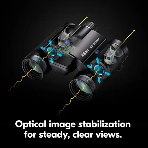 Miniatura 3 de Nikon Prismáticos estabilizados de 10 x 25 – Estabilización óptica de imagen, visión sin borrosidad, diseño impermeable, aumento de 10x para caza