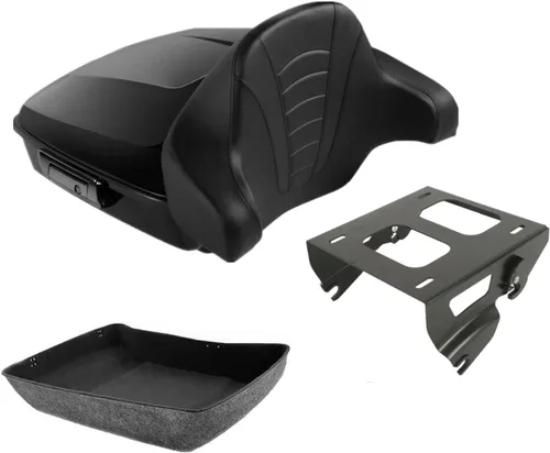 Miniatura 26 de TCMT Caja de maletero de motocicleta cortada de 10.7", respaldo envolvente, soporte de montaje para 2 personas, compatible con Harley 2014-2025 Con
