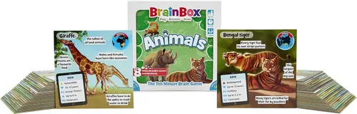 Miniatura 4 de BrainBox - Juego de cartas de animales – Memoria y observación, 55 tarjetas de escenas detalladas, trivia familiar para niños y adultos, a partir