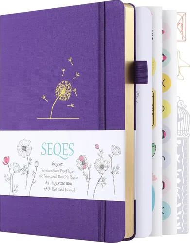 Miniatura 11 de Cuaderno Diario Punteado de Bala A5 Papel Grueso de 160gsm a Prueba de Sangre, Encuadernación Plana, 160 Páginas Numeradas Cuaderno