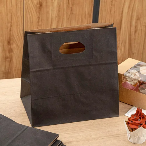 Miniatura 4 de Bag Tek Rectangle Paper Take Out Bag - with Handles - 11" x 7" x 11" - 100 count box