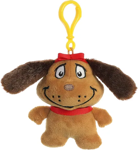 Aurora Whimsical Dr. Seuss Max - Peluche con clip con licencia oficial para juegos imaginativos, perfecto para niños y adultos, color marrón, 4