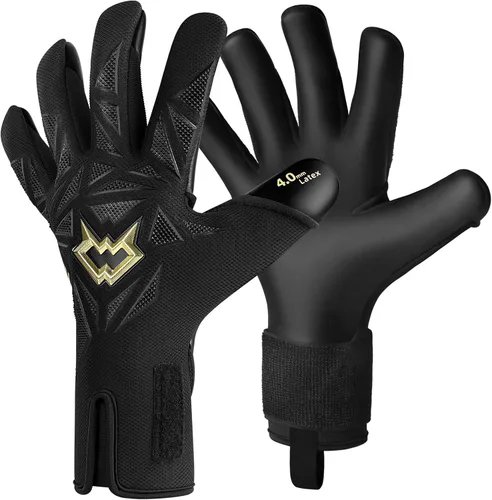 Guantes de portero profesionales WVVOU para adultos y jóvenes, guantes de portero de fútbol transpirables, guantes de portero de fútbol de alto Negro
