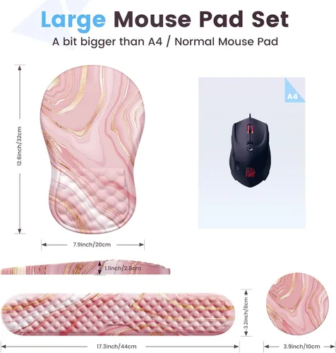 Miniatura 6 de HAOCOO Reposamuñecas para teclado, alfombrilla de mouse ergonómica con reposamuñecas, teclado 3 en 1 y alfombrilla de mouse con juego de posavasos