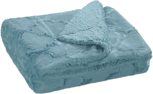 Miniatura 9 de BOON Brushed cobija de piel sintética con refuerzo de sherpa, 50 x 60 pulgadas y 60 x 80 pulgadas, Poliéster & Mezcla de poliéster, Dark Teal, 50" x