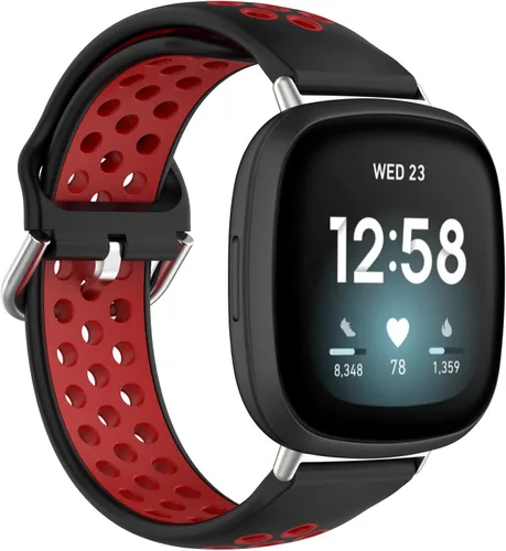 Miniatura 13 de BabyValley Correa compatible con Fitbit Versa 4/Versa 3/Sense Banda de silicona + conector de metal Correa de pulsera transpirable Correa de reloj