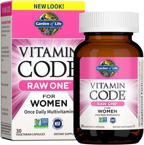 Garden of Life Multivitamínico para mujeres, código de vitamina crudo para mujeres, una vez al día, hierro de alimentos integrales, probióticos para