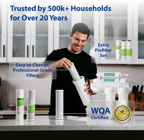 Miniatura 6 de APEC Water Systems ROES-50 serie Essence - Sistema de filtro de agua potable por ósmosis inversa de 5 etapas, certificado WQA, ultraseguro, de nivel