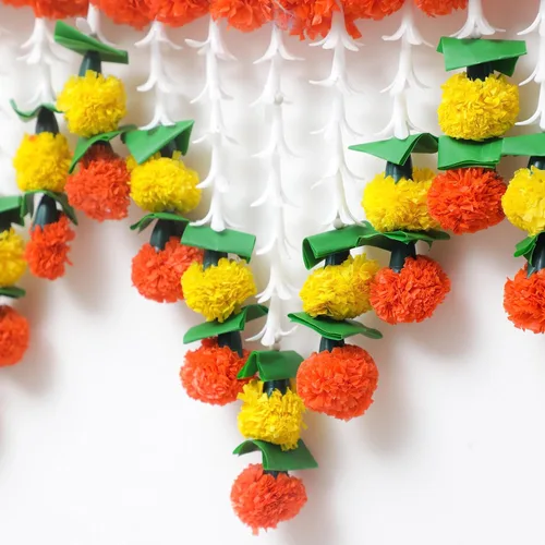 Miniatura 4 de Toran de lirio de caléndula de 5 pies Toran colgante de puerta Thorans indio Guirnalda de flores artificiales Pooja Mandir, puerta, decoración