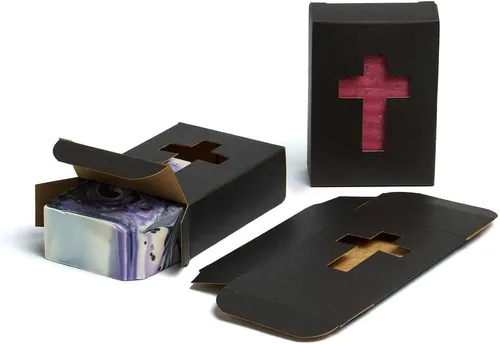 Caja de jabón con ventana cruzada negra de 1,000 CYP - Embalaje de jabón casero - Suministros para hacer jabón - Hecho en Estados Unidos! - Caja de