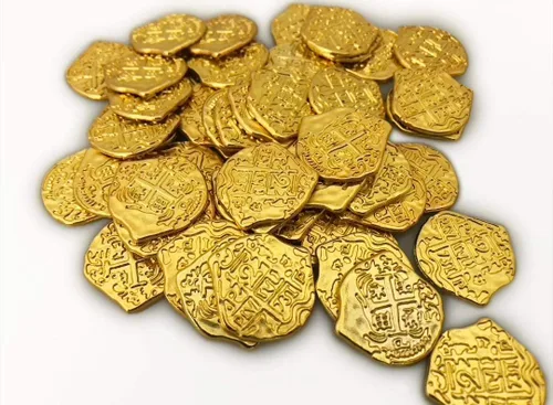 Miniatura 3 de Toy Metal Shiny Gold Action Treasure Coins - Juegos y Fiestas - 100 fichas
