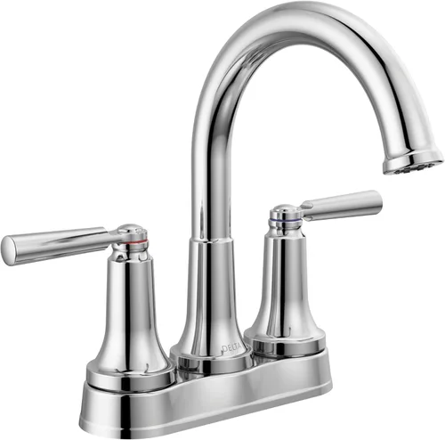 Grifo de Baño Delta Faucet Saylor Centerset Cromado, Grifo de Baño Cromado para Lavabo de Baño, Grifo de Lavabo de Baño, Tecnología Diamond Seal,
