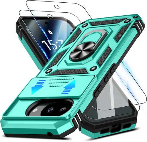 Miniatura 127 de ATUMP Funda para OnePlus Nord N200 5G con protector de pantalla HD con cubierta para cámara deslizante, soporte de anillo de rotación de 360°