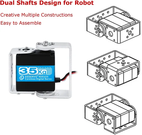 Miniatura 4 de Servo de robot de 35 kg, motor sin núcleo de alto par, engranaje de acero inoxidable digital, servos de dirección con soportes de montaje