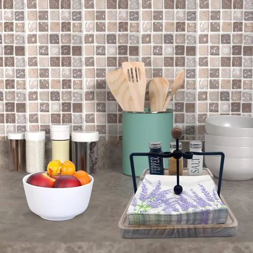 Miniatura 8 de Servilletero plano con salero y pimentero, decoración de mesa de cocina, servilletero rústico 2 en 1 para servilletas de papel, decoración de mesa