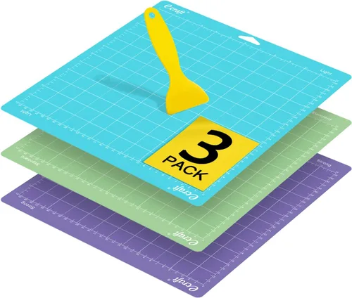 Ecraft - Plantilla de corte de 12" x 12" para Cricut - Incluye (adhesivo fuerte/estándar/ligero) adhesivo pegajoso (paquete de 3), plantillas de