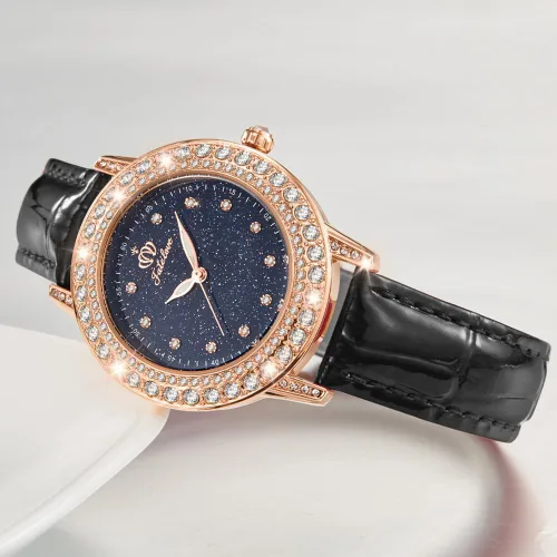 Miniatura 2 de Fate Love Reloj de cuero para mujer, reloj de pulsera de lujo con diamantes de regalo para niñas y señoras