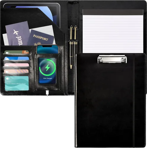 Miniatura 17 de Ospelelf Portapapeles de almacenamiento rosa para mujer, folio con bloc de notas, carpeta de cuero para profesores Elemento en polvo
