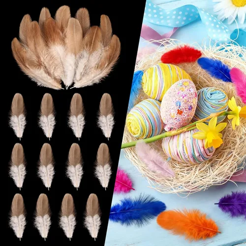 Miniatura 14 de THARAHT Plumas coloridas de gallo artesanal, 300 plumas de colores de 3 a 5 pulgadas, a granel para jardín de infantes, manualidades, boda, hogar