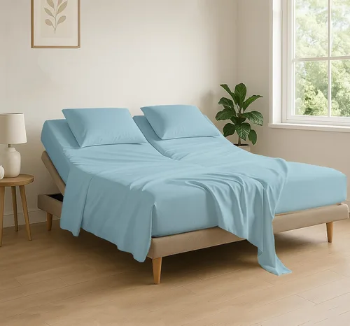 Miniatura 62 de Cottingon Juego de sábanas de 4 piezas de tamaño King con cabezal flexible, sábanas divididas de 34 pulgadas para camas ajustables con números