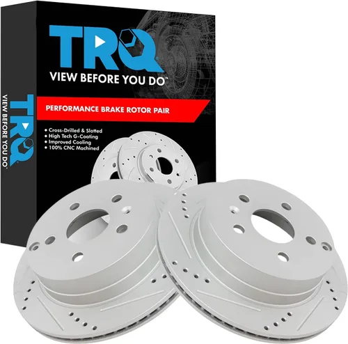 Miniatura 225 de TRQ Juego de rotores de freno de rendimiento trasero con revestimiento G premium compatible con Mazda 6 2014-2021