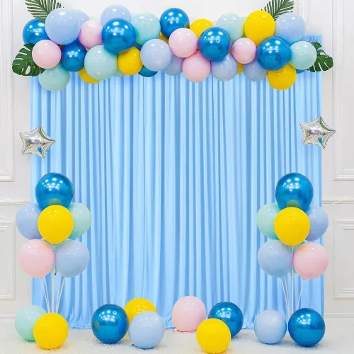Miniatura 2 de Cortinas tipo telón de 10 x 10 pies sin arrugas de color azul bebé para fiestas, cortinas tipo telón de tela gruesa para foto de boda, cumpleaños