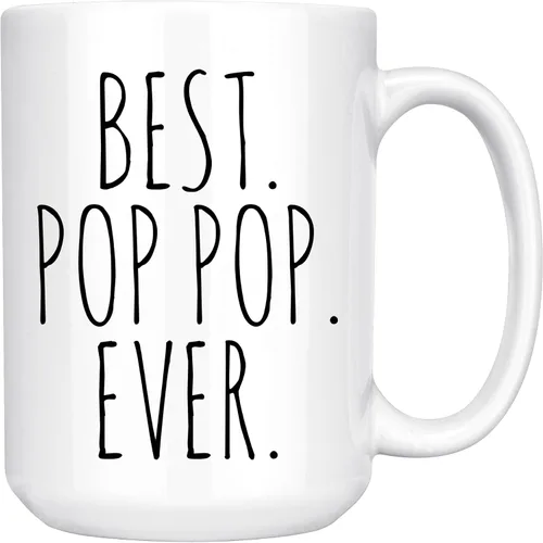 Miniatura 4 de Best Pop Ever Taza para el Día del Padre para el Abuelo, regalo de nietos, mango negro y interior de 11 onzas