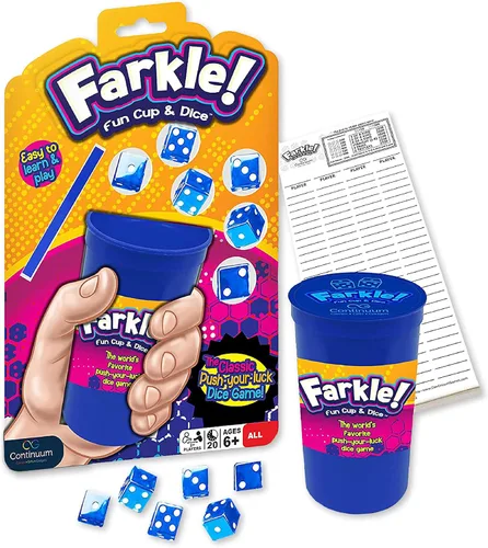 Miniatura 7 de El juego de dados Farkle Deluxe incluye 36 dados coloridos, 6 cubiletes, bandeja de lanzamiento y hojas de puntuación. El clásico juego de dados