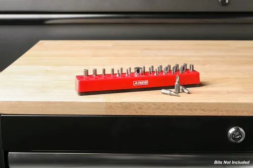 Miniatura 6 de ARES 60011 - Organizador de brocas hexagonales rojo de 37 agujeros con base magnética fuerte, mantén tus brocas favoritas de especialidad, taladro