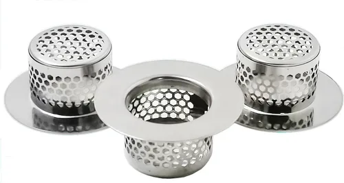 Miniatura 7 de Coladores de Drenaje para Baño (Juego de 3 Tamaños), Atrapa Cabellos para Lavabo de Baño, Bañera, Ducha, Drenaje de Piso, Filtro Trampa de Acero