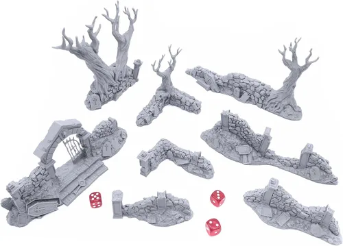 Miniatura 2 de EnderToys Paredes de cementerio sagrado por escenario imprimible, paisajes RPG de mesa impresos en 3D y terreno de juegos de guerra en miniatura