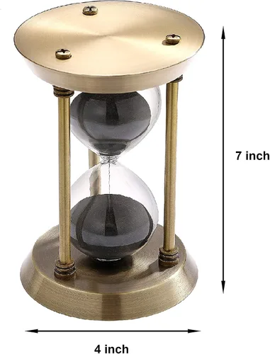 Miniatura 7 de SuLiao Reloj de arena con temporizador de arena de 1 minuto, reloj de arena de latón pequeño de 1 minuto, reloj retro de arena negra, reloj vintage