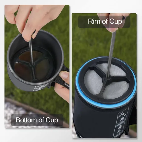 Miniatura 5 de Paquete de 2 cafeteras de prensa francesa de silicona compatibles con estufas de camping Jetboil Flash, cafetera de prensa francesa para estufas
