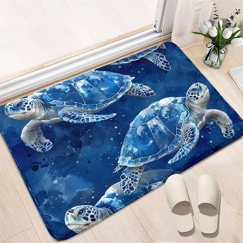 Miniatura 3 de Alfombra de tortuga marina con estampado de animales marinos y animales marinos, alfombra con estampado de tortugas marinas, para niños y niñas
