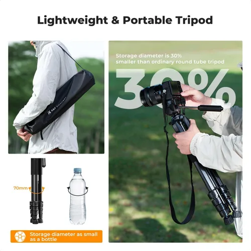 Miniatura 3 de K&F CONCEPT Trípode para cámara, 75 pulgadas, ligero, portátil, para viajes al aire libre, trípodes DSLR para cámara, teléfono, grabación de video