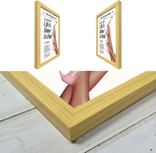 Miniatura 3 de Arte de pared enmarcado en lienzo con impresión de póster rosa bebé para estética de habitación femenina, arte de pared femenino moderno, obra