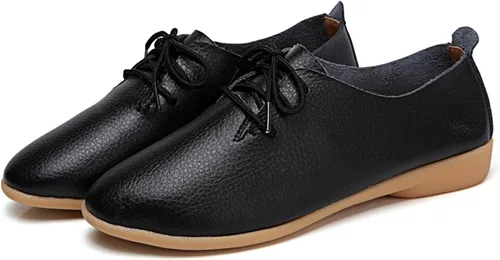 Miniatura 4 de Zapatos deportivos de moda para mujer, zapatos casuales de cuero con cordones, puntera puntiaguda, tacón bajo, mocasines ligeros, cómodos