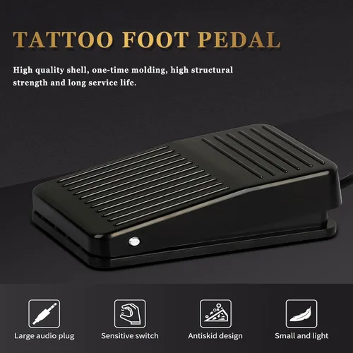 Miniatura 3 de LEEYUKA Pedal de pie de tatuaje - Pedal de pie de tatuaje de plástico Interruptor de pie redondo negro para máquina de tatuaje Fuente