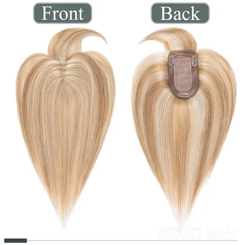 Miniatura 3 de SEGO Topes de cabello para mujeres de cabello humano real con cabello delgado, topes de cabello con clip frontal de 150% de densidad con base