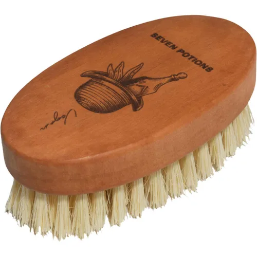 Seven Potions Cepillo vegano para barba para hombres, 100% fibra vegetal de sisal y madera de pera, cerdas firmes para domar, suavizar/exfoliar